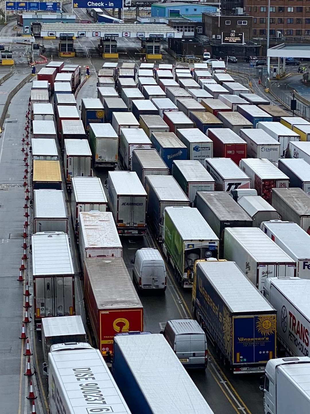 Lorries queue at the Port of Dover Picture: Barry Goodwin