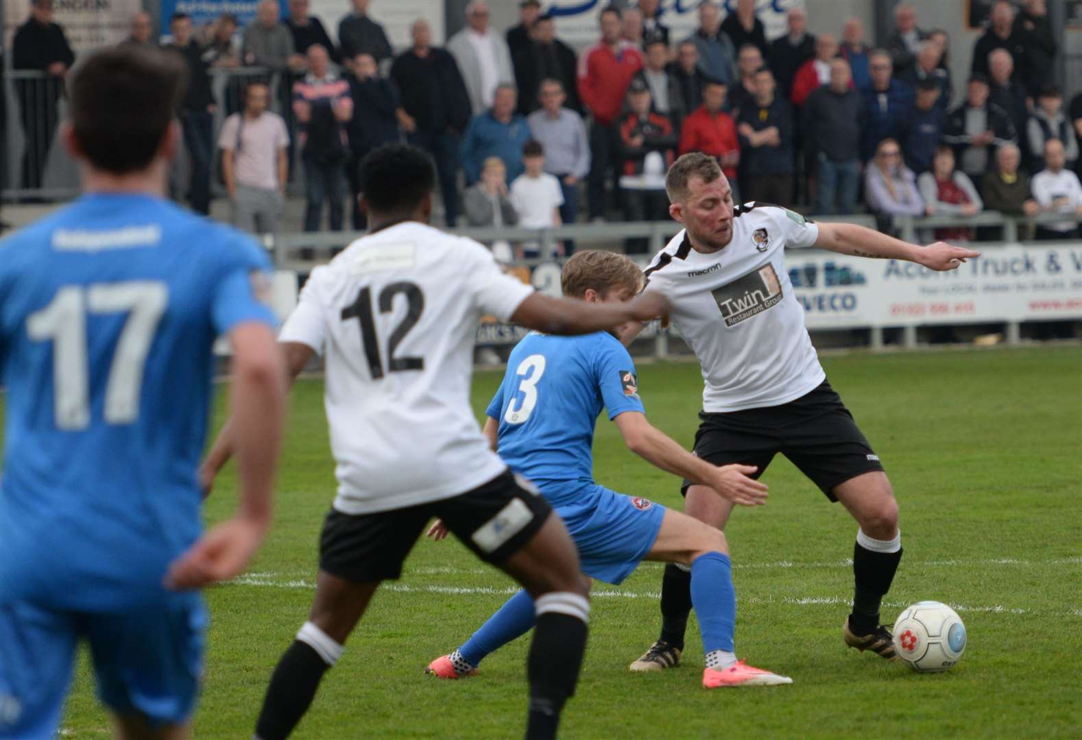 Dartford's Ryan Hayes tries to find a way through the Truro defence Picture: Chris Davey