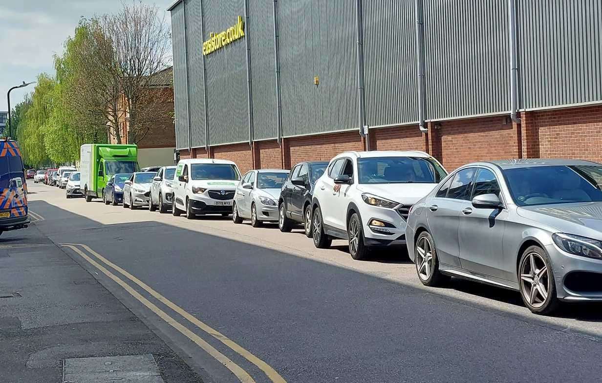 Drivers stuck in queues in Hart Street on Saturday, April 29