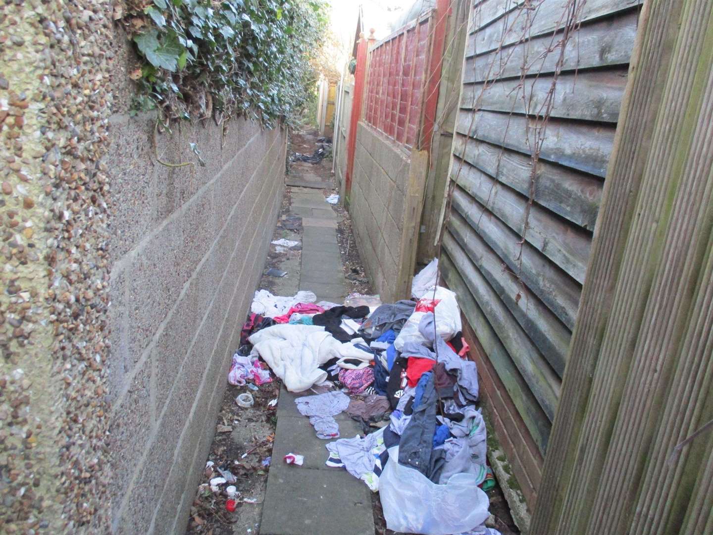 Fly tipping of chartiy bag donations in alleys behind houses in Thanet has become a problem which the council is trying to eradicate Picture: Thanet District Council (6819211)