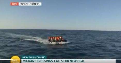 The boat was filmed live in the Channel on Good Morning Britain. Picture credit: Good Morning Britain