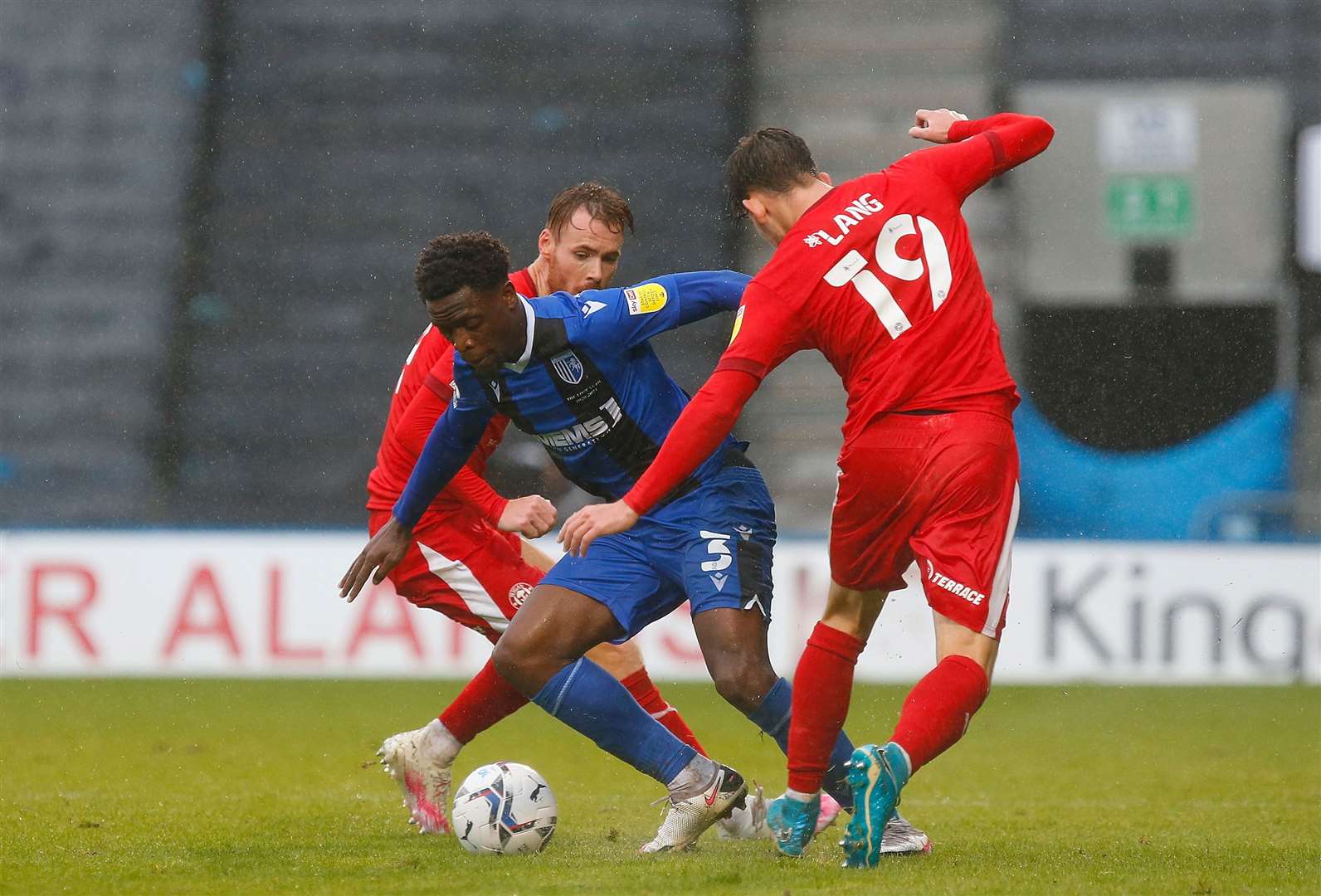 Gillingham defender David Tutonda in action against Wigan Athletic Picture: Andy Jones