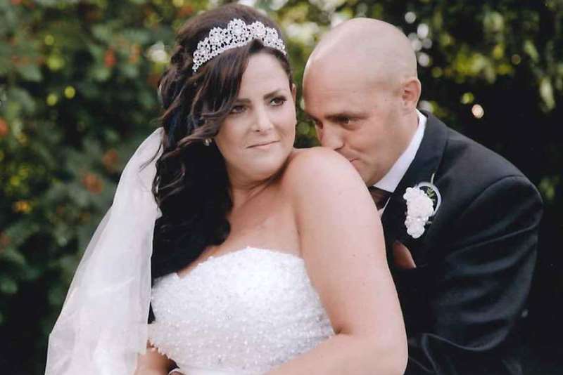 Genna and Graham Kelly on their wedding day, weeks after Genna’s heart attack