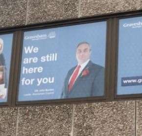 Gravesham Conservatives criticised the decision to put up images of the council leader on the civic centre building (44607145)