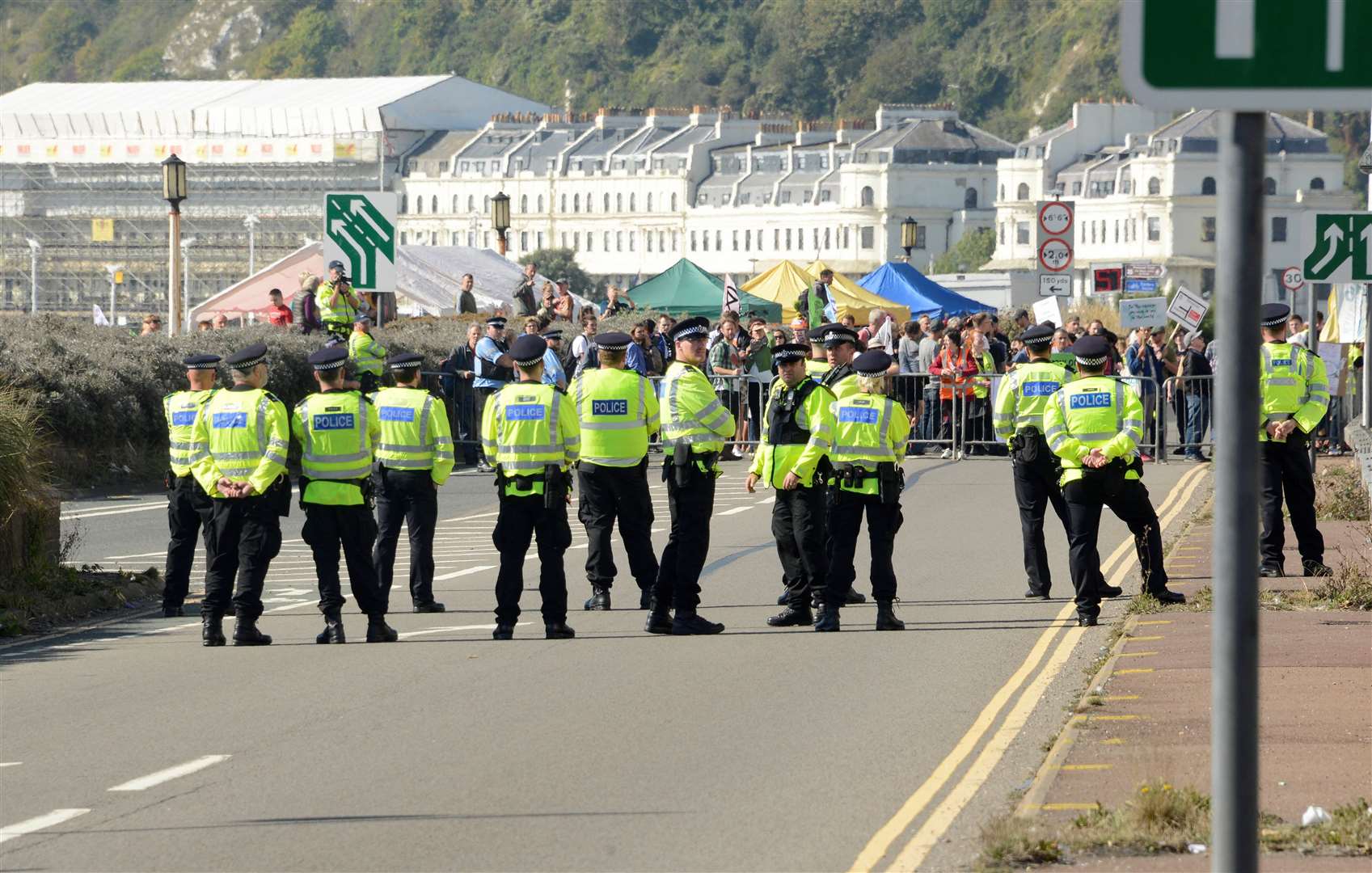 Police at an Extinction Rebellion protest at Dover docks