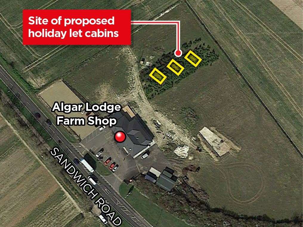 Graphic displaying where the proposed cabins would be built