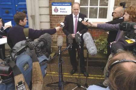 Det Supt Paul Gladstone issuing a statement to the media at Kent Police HQ at Maidstone. Picture: ANDY PAYTON