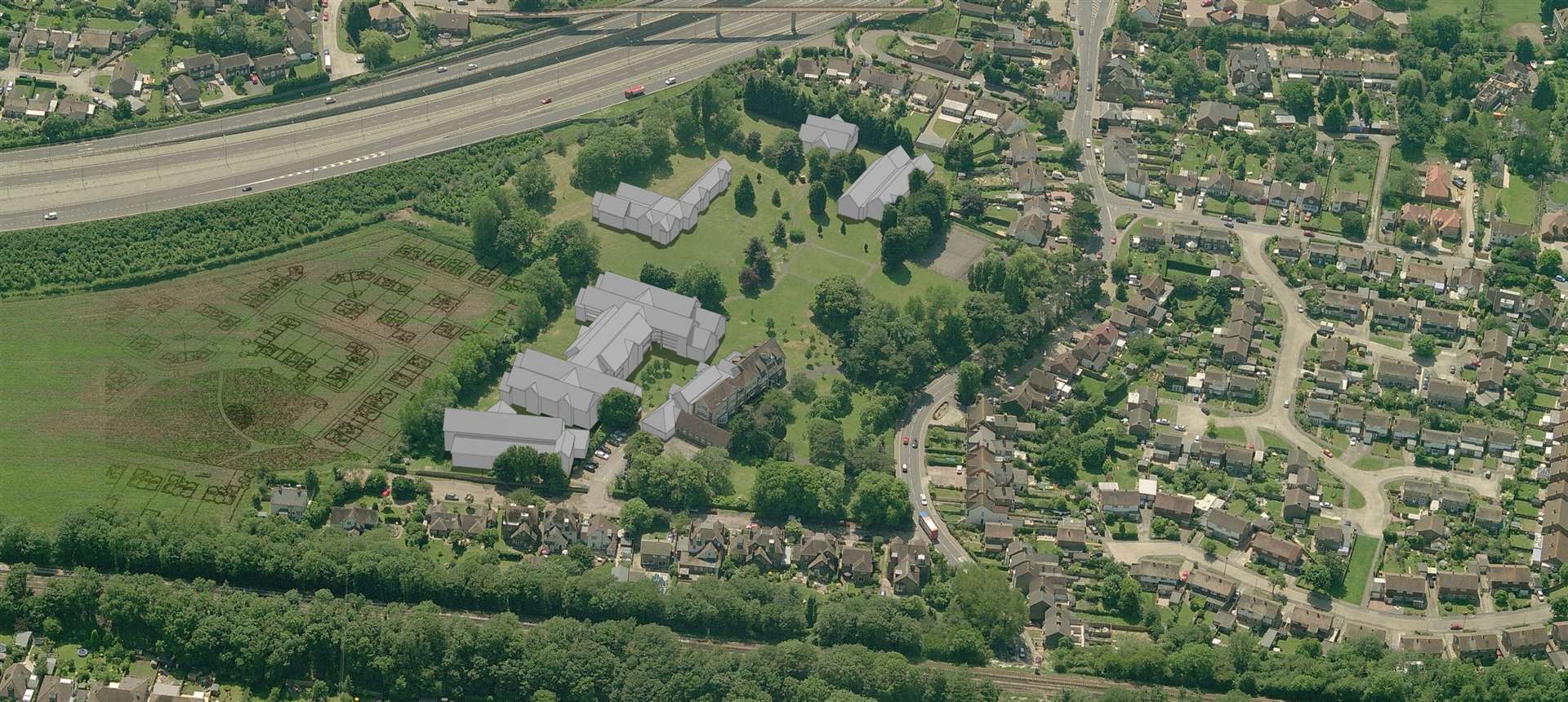 An aerial view of how the retirement village could have looked