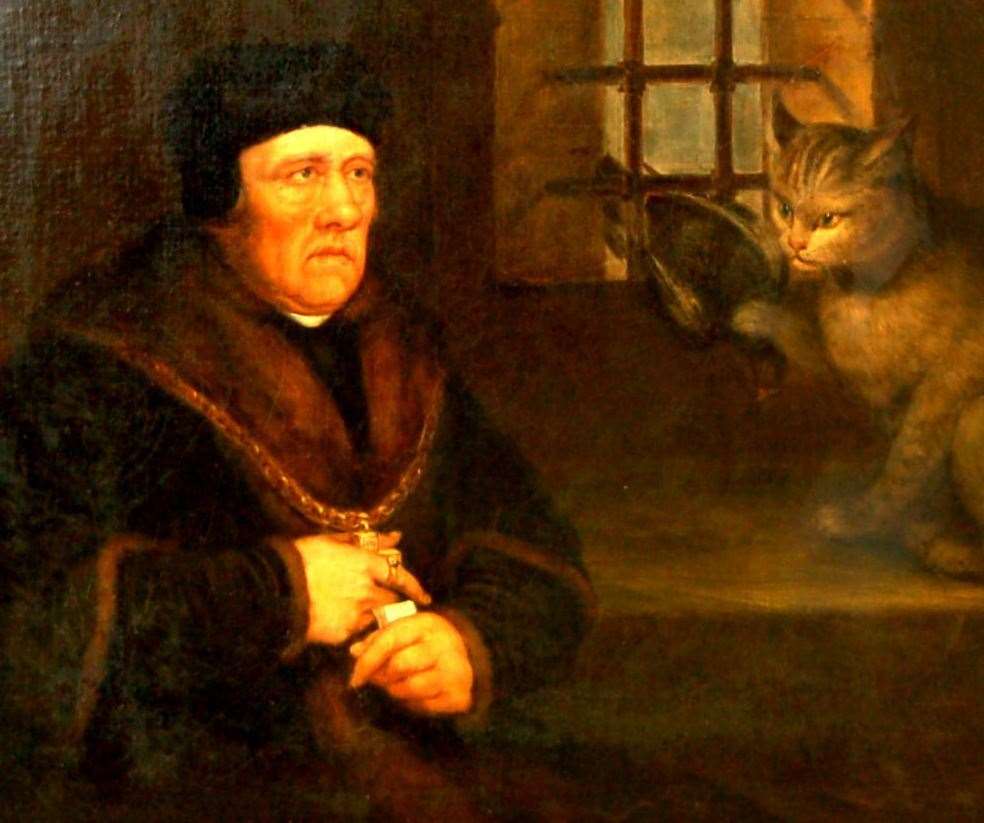 A cat brings Sir Henry a pigeon (date of painting unknown)