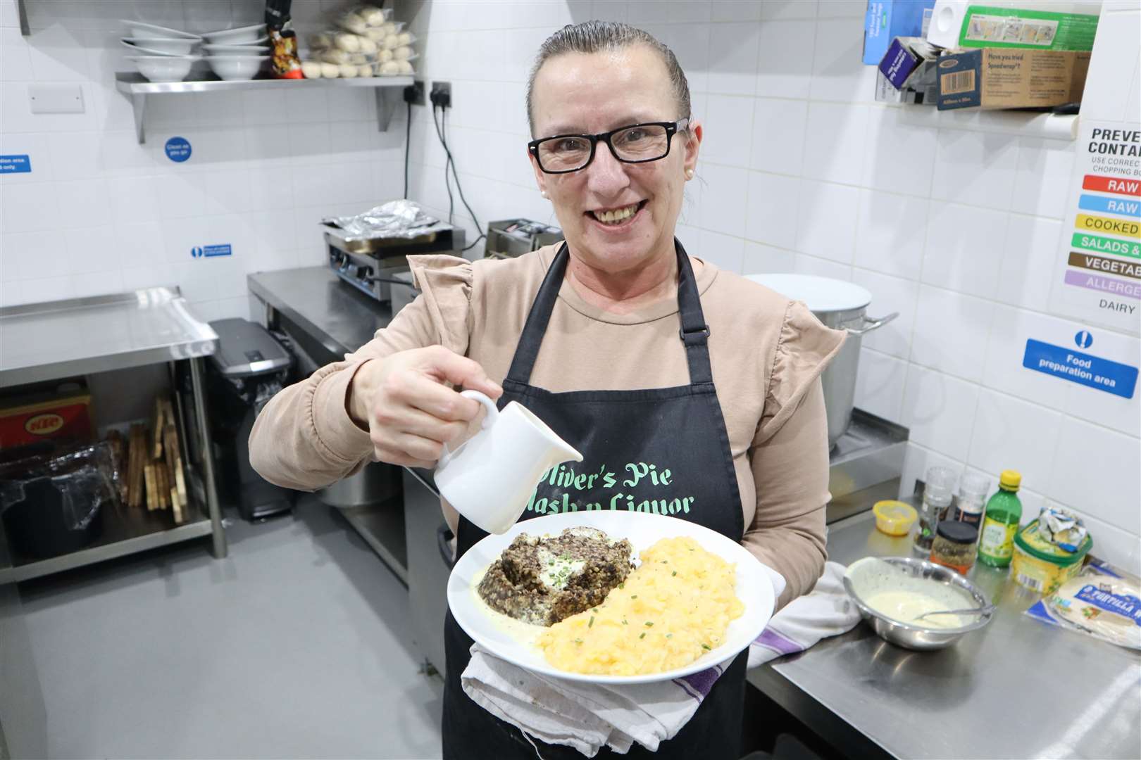 Chef Sue Oliver serving up haggis at Carlyle's Restaurant in Rose Street, Sheerness. Picture: John Nurden
