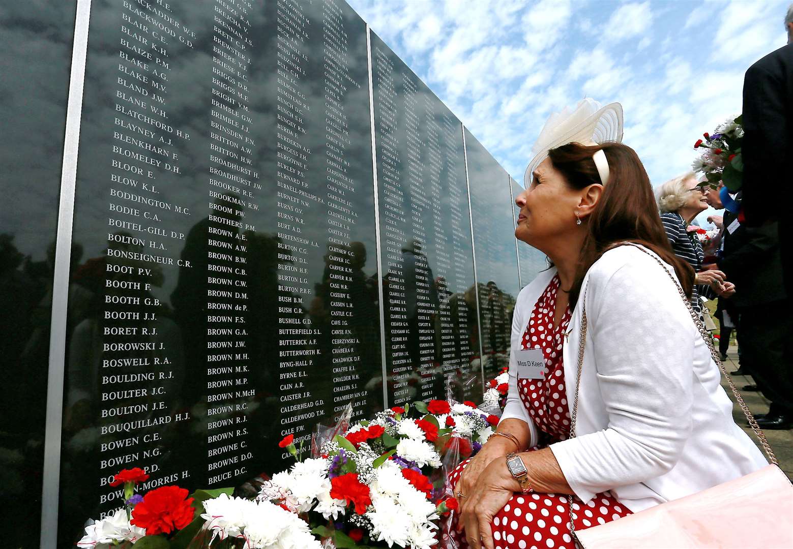 Actress Diane Keen lays flowers at the Battle of Britain Memorial in 2019 to honour the men who fought in the battle