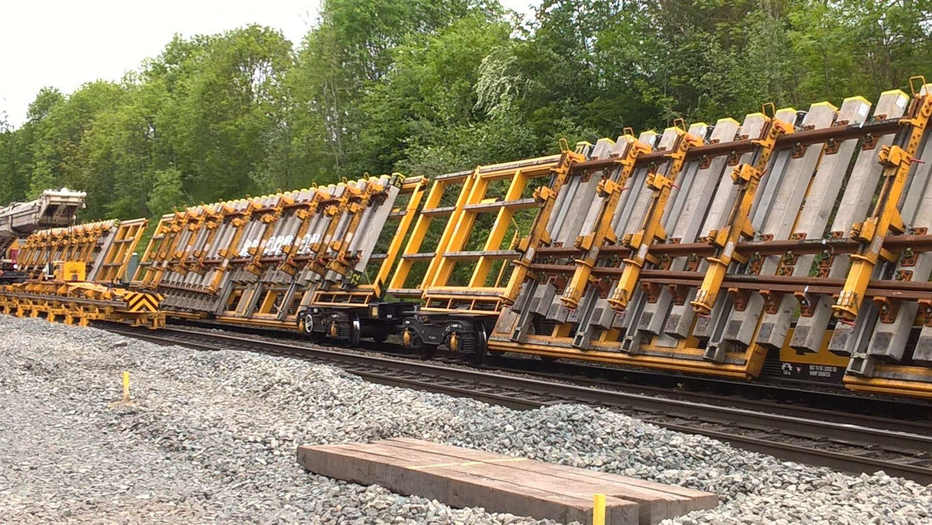 Tilting trucks delivered the new rails and points to Lewisham junction over the Christmas and New Year holidays. Picture: Network Rail/Colas Rail