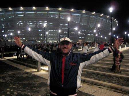 Andy Hutchinson outside Green Point Stadium in Cape Town