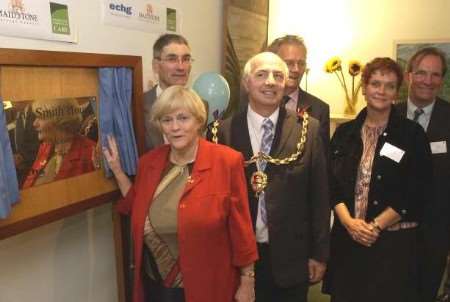 Ann Widdecombe opens Lily Smith House, watched by (left to right) John Prendergast, Mayor Peter Hooper, Mike FitzGerald, Bea Silvester and Peter Walters. Picture: JOHN WARDLEY