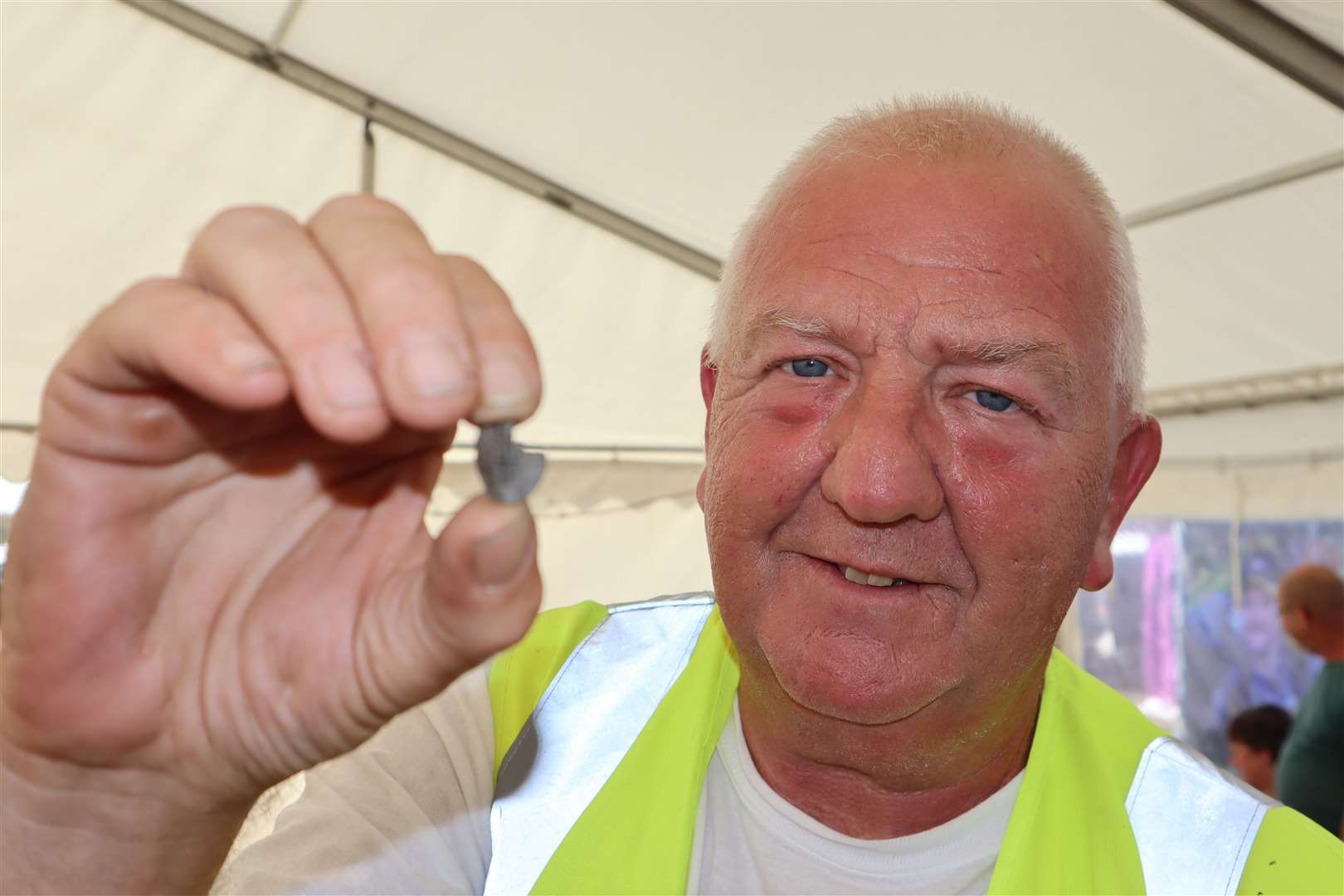 Adam Hunter, vice-chairman of the Medway History Finders, and a Henry III coin found on Sheppey