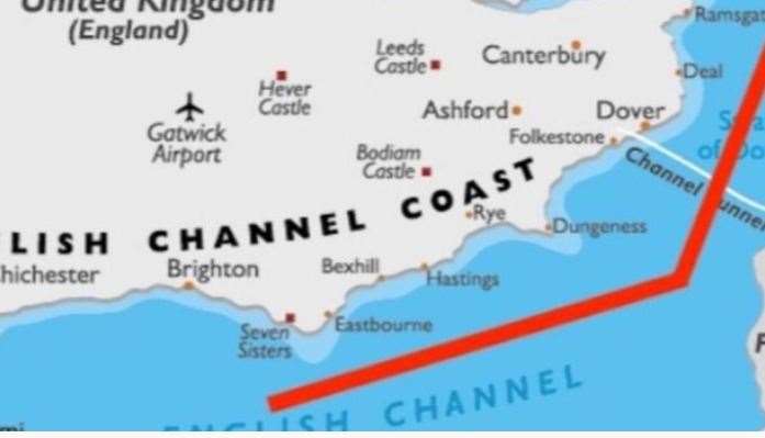 Where the wall around the channel will be. Picture: https://www.gofundme.com/f/english-channel-wall (40344751)