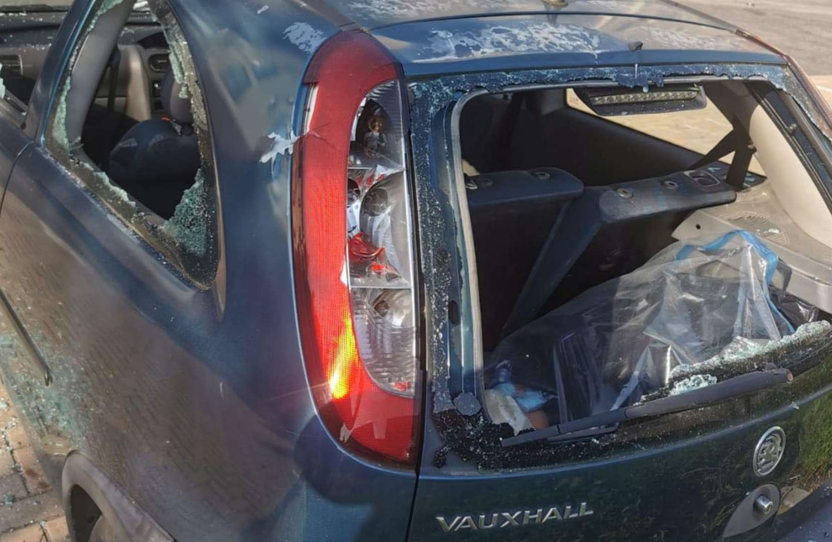 The car was badly damaged in the attack (49466302)