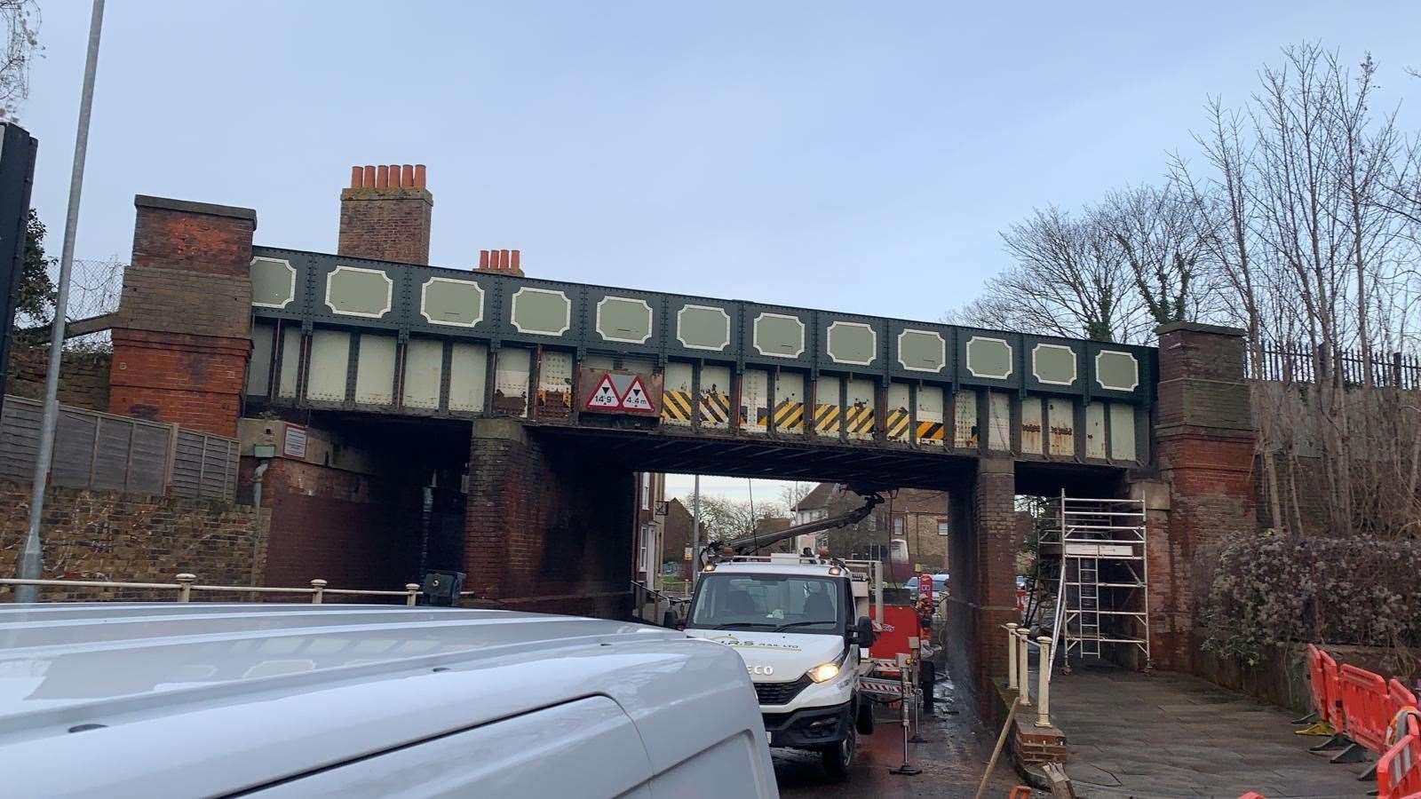 Work took place last weekend to clean the bridge, and now repair work will take place. Picture: Network Rail