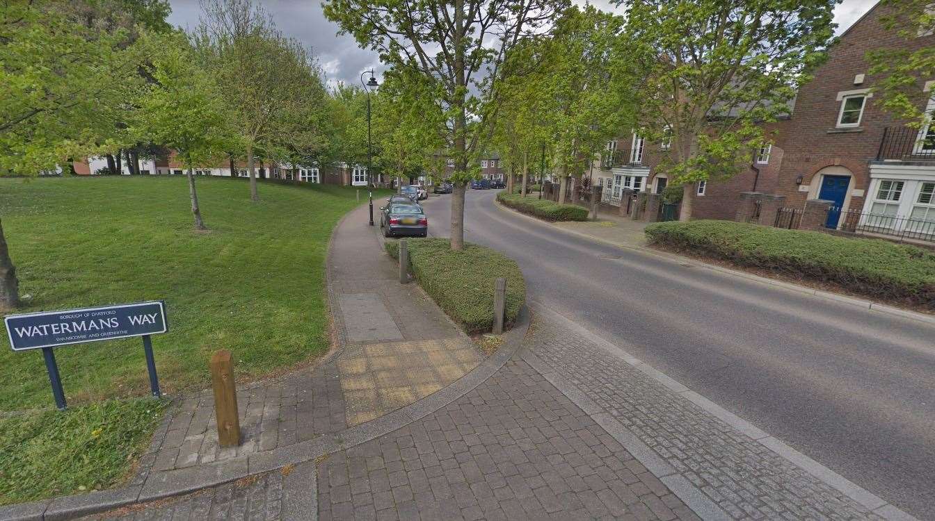 Ingress Park residents are campaigning to have a 20mph marker put in place on the busy street. Picture: Google Earth (19824873)