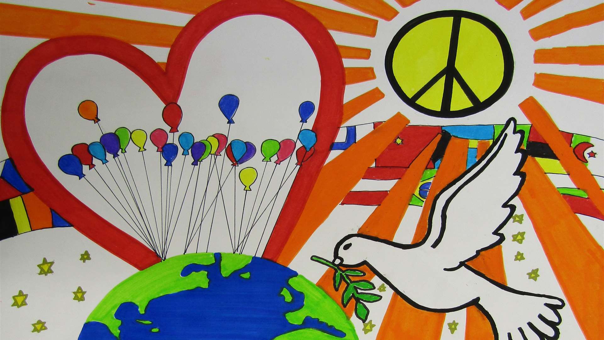 Dover College pupil Thomas Baker's prizewinning peace poster.