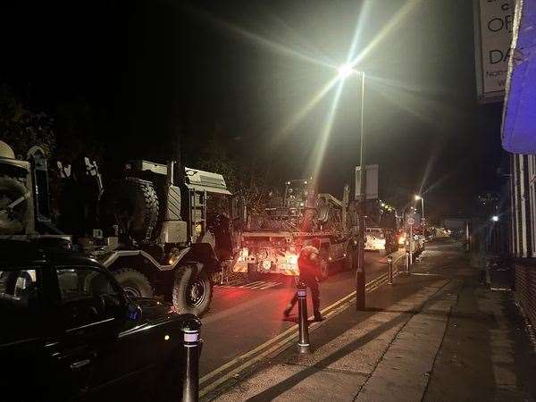 A convoy of military vehicles were spotted in Buckland Hill, Maidstone. Images: Russ Talliss