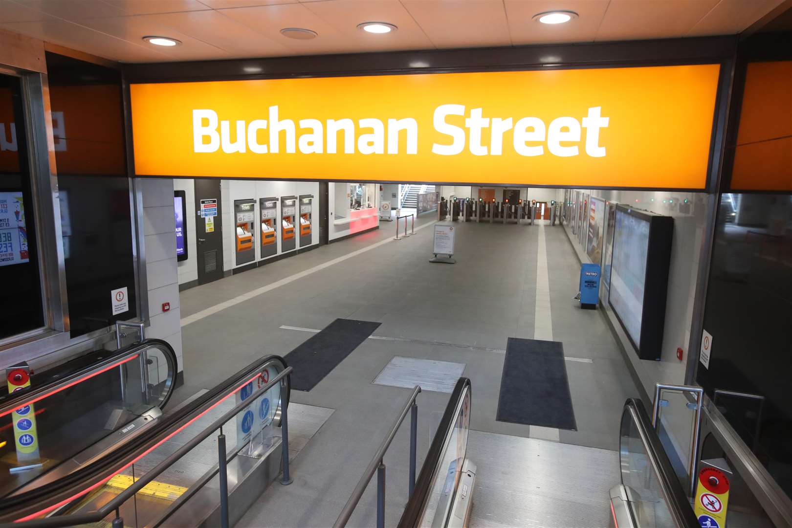 A view of an empty Buchanan Street underground station in Glasgow (Andrew Milligan/PA)