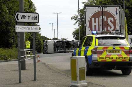 Scene of the crash on Whitfield roundabout