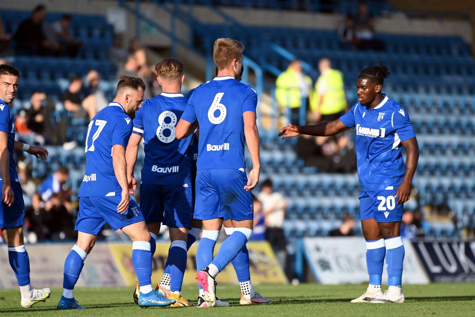 Gillingham players celebrate Kyle Dempsey's opener Picture: Barry Goodwin