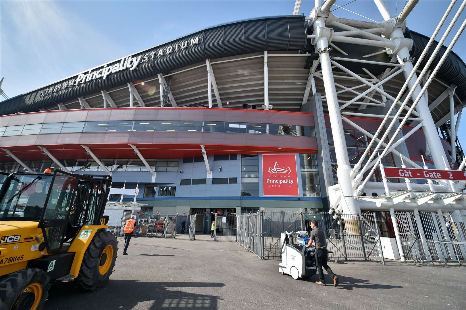 A mobile medical x-ray machine is wheeled into the Principality Stadium, Cardiff (Ben Birchall/PA)