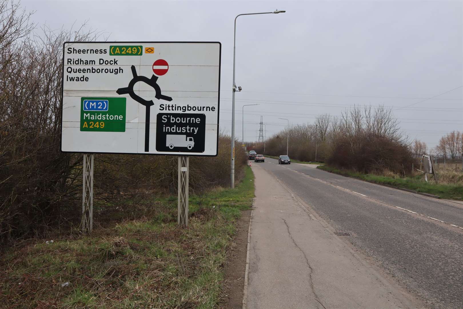 Approaching Grovehurst roundabout on the A249 at Kemsley