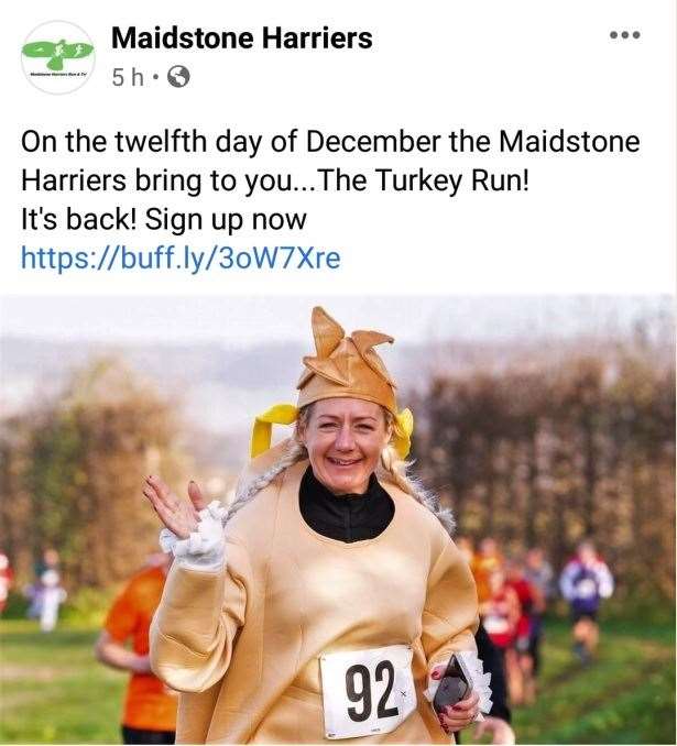Maidstone Harriers running club have plumped for December 12 to hold their Christmas Turkey Run