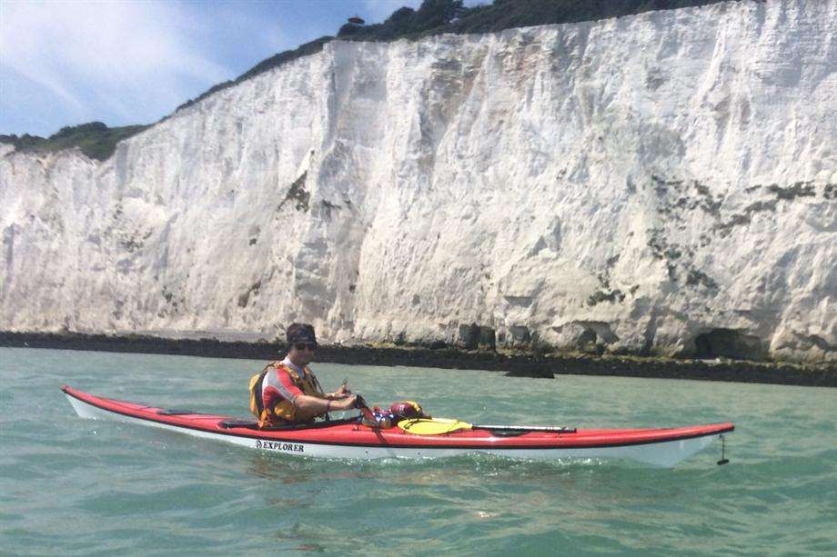 Sleeping Giant Media's Tom Barry passing the White Cliffs of Dover