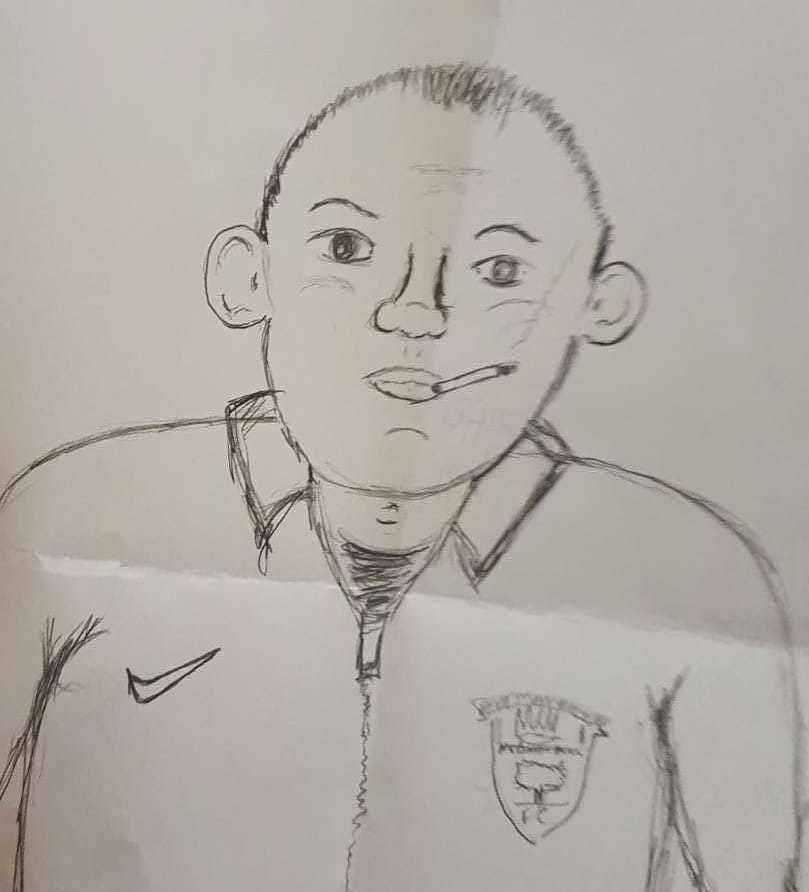 Dan Smith's drawing of Lordswood manager Neil Hunter. Check out the likeness below...