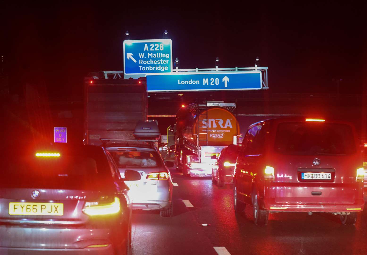 There are long delays on the M20. Picture: UKNIP.