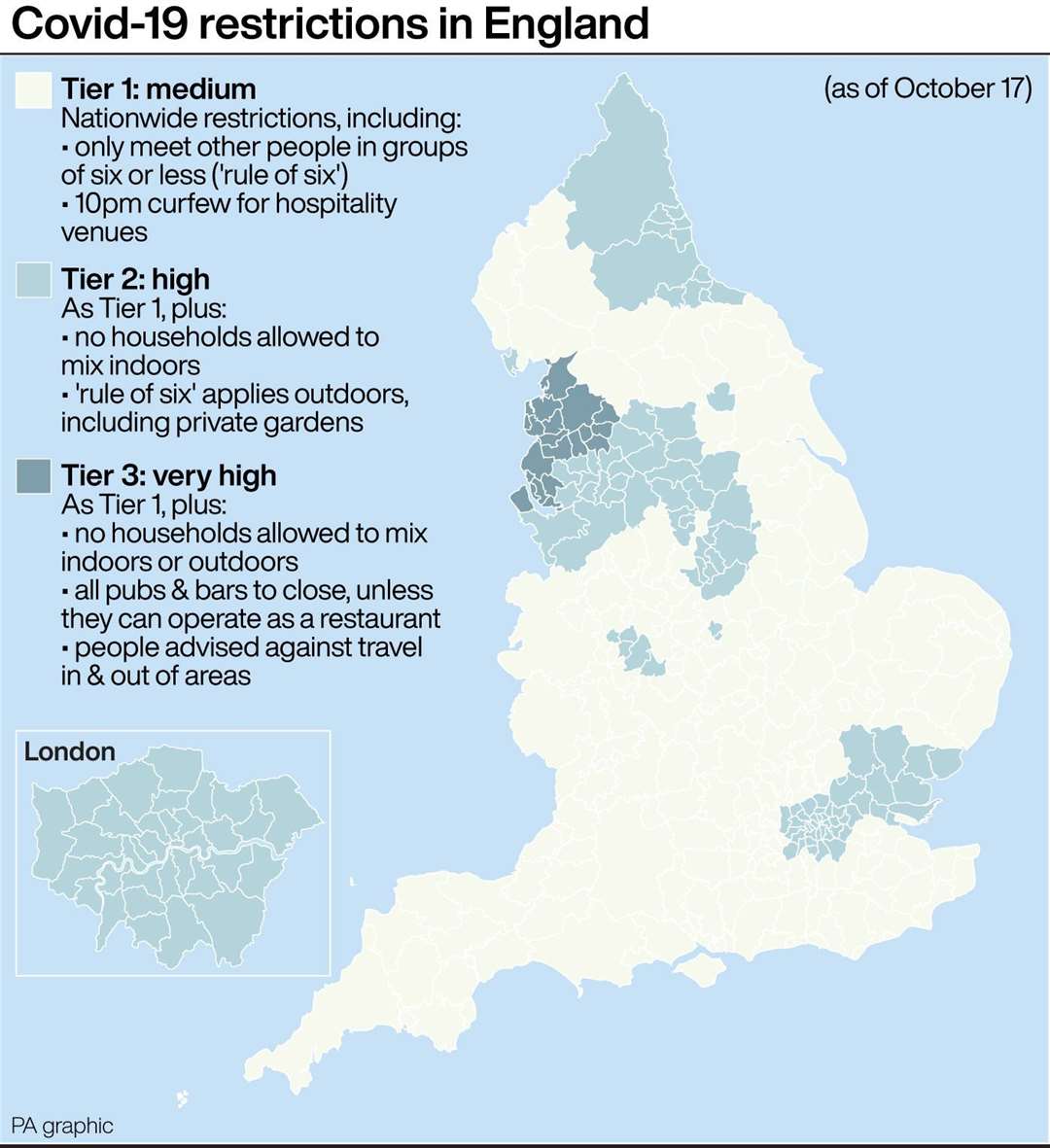 Covid-19 restrictions in England (PA Graphics)