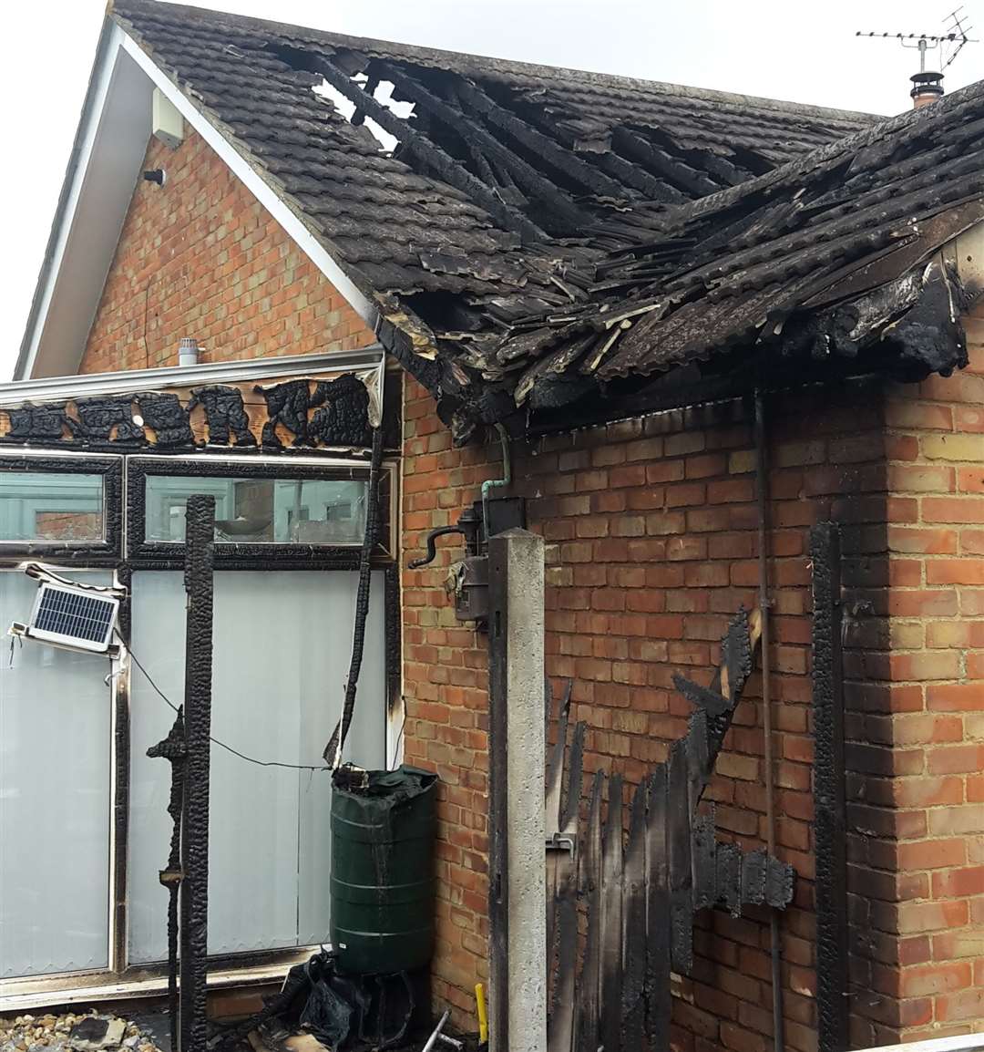 The fire spread from a bin to the fence and then the roof of a bungalow