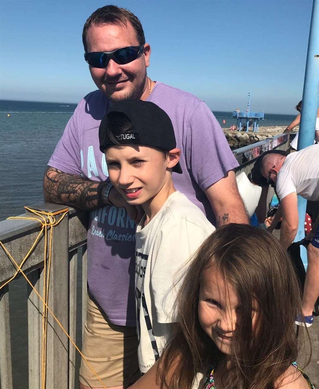 Tristan with dad, Gavin, and sister, Sophia, on a crabbing trip