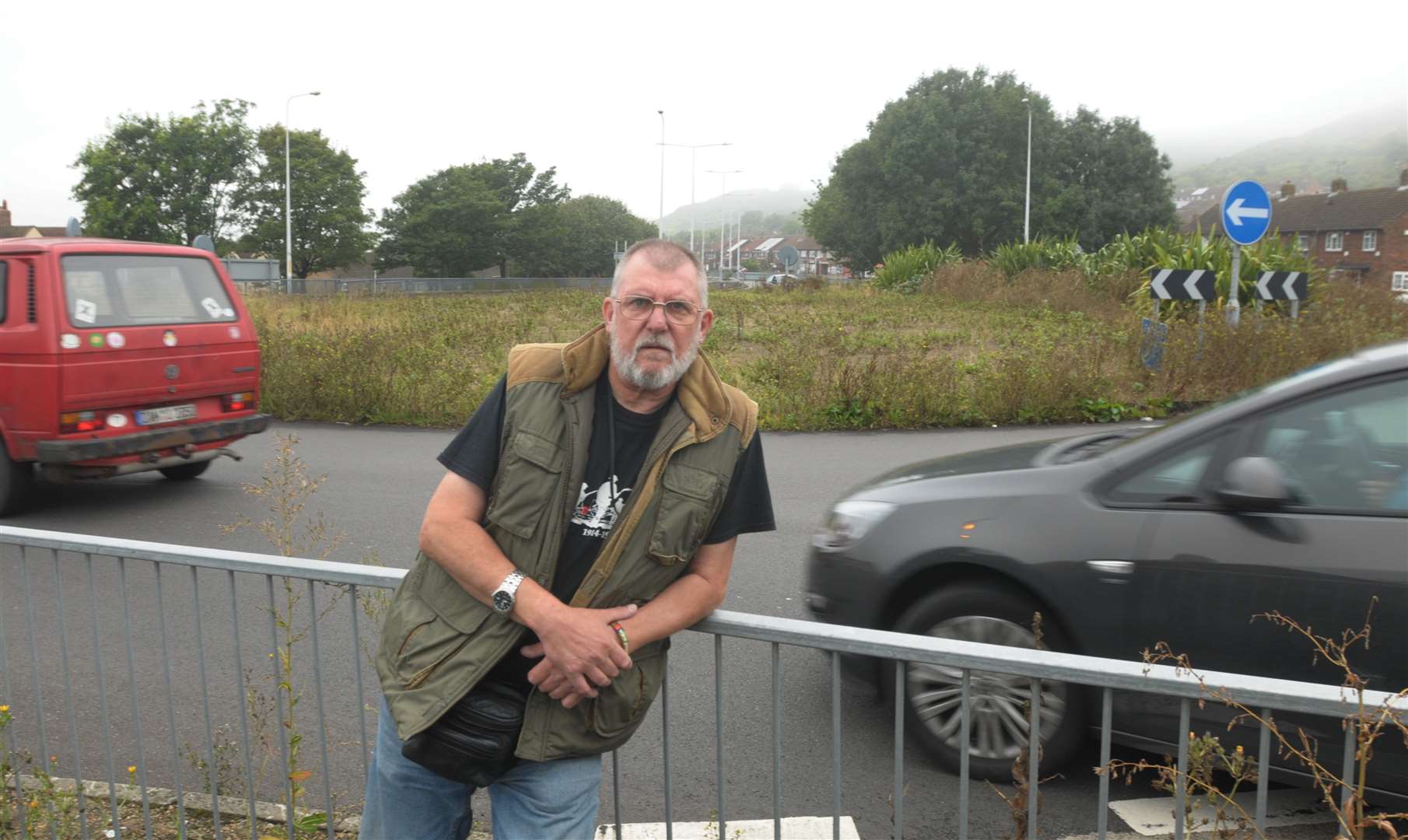 Stephen Shaw at the overgrown roundabout is just one of the many residents to complain about it