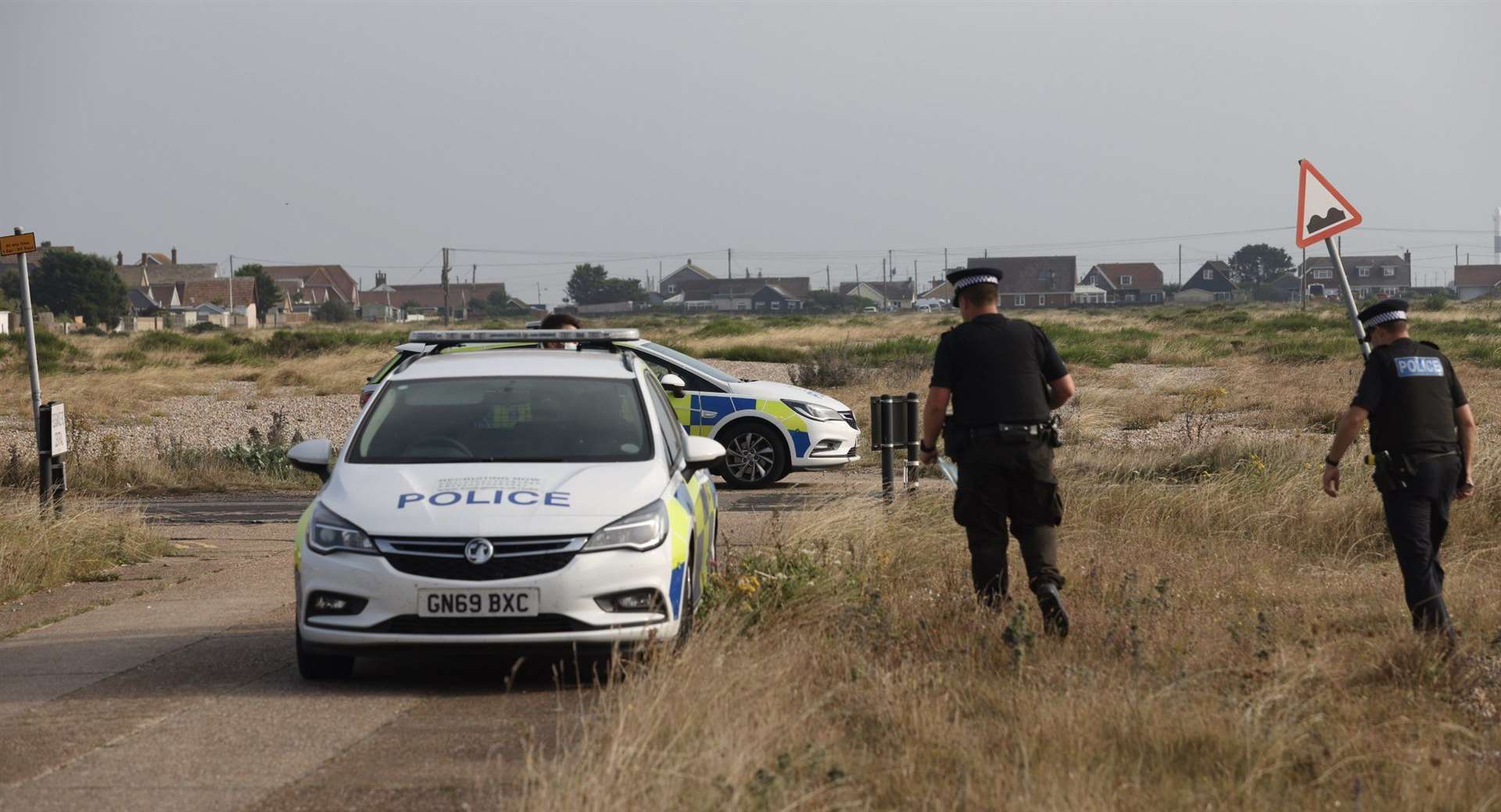 Officers could be seen scouring the coastline on Sunday. Photo:UKNiP