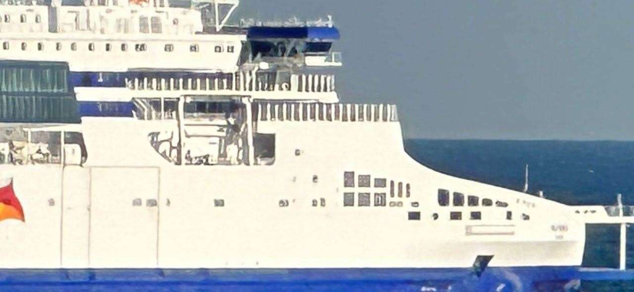 Picture shows P&O's Pioneer missing one of its lifeboat. Picture: RMT