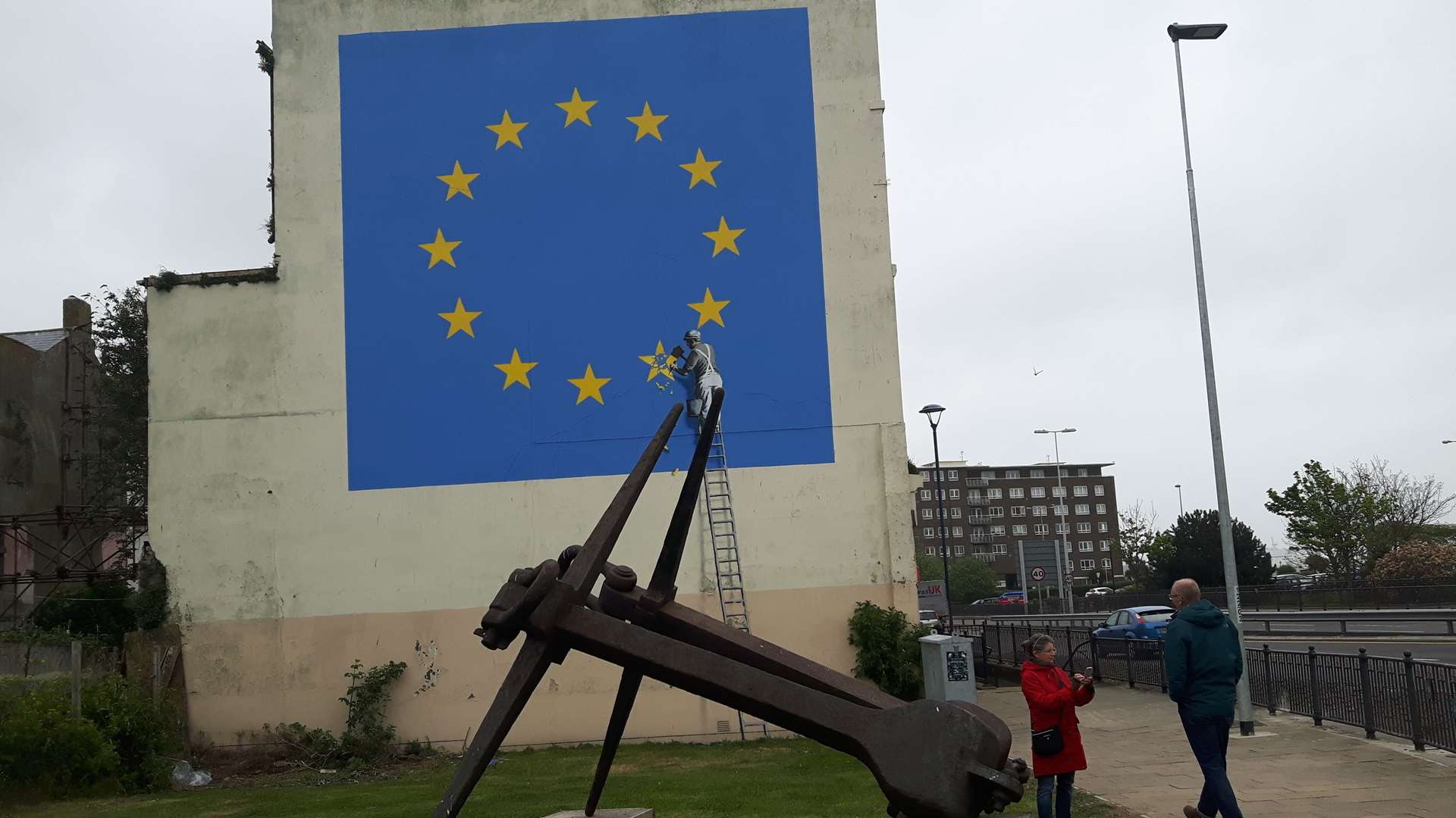 Elusive artist Banksy crept into Dover and painted a Brexit themed mural last Sunday