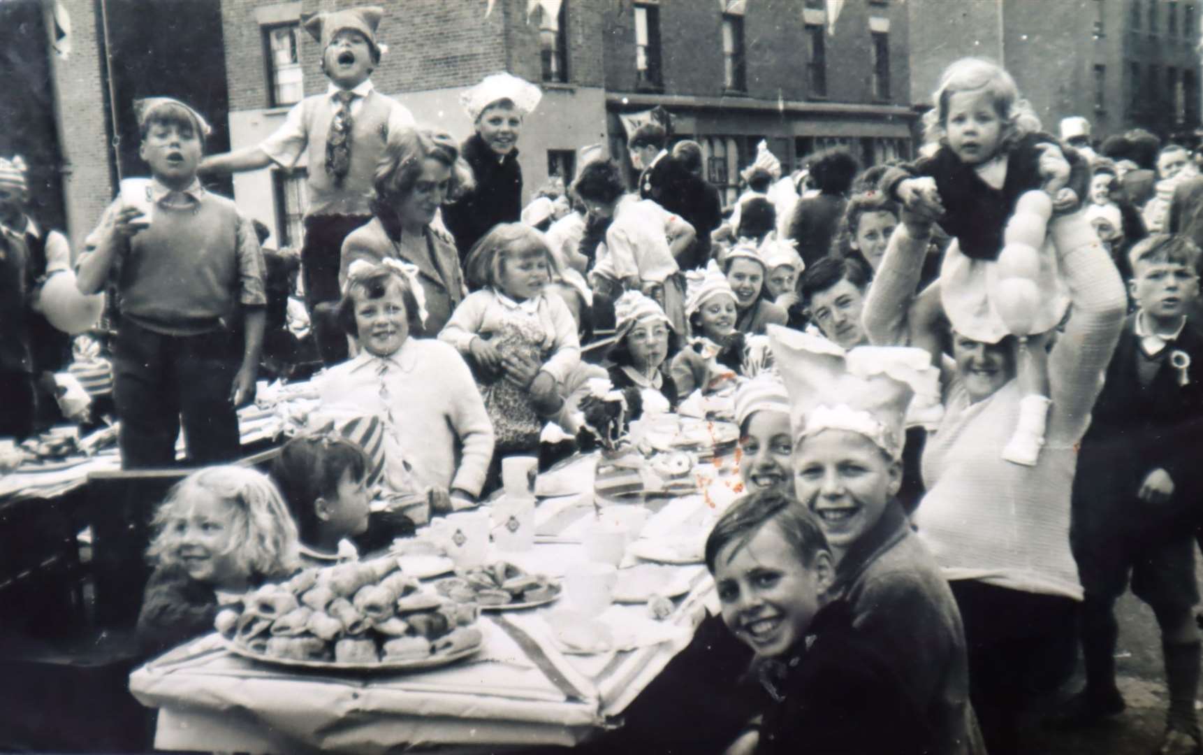 Children at a street party in Chapel Street, Blue Town, to celebrate the Queen's Coronation in 1953