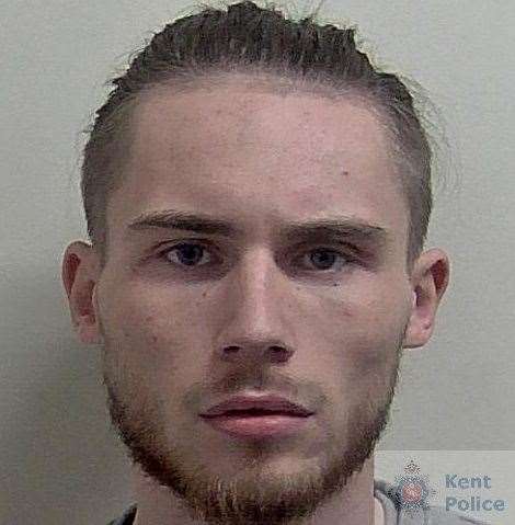 Kyle Ainsley, 24, was caught hiding up a tree in a field in Eynsford. Picture: Kent Police