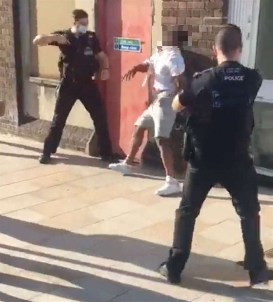 A man pictured tasered after police responded to a stabbing in Dartford. Picture:UKNiP