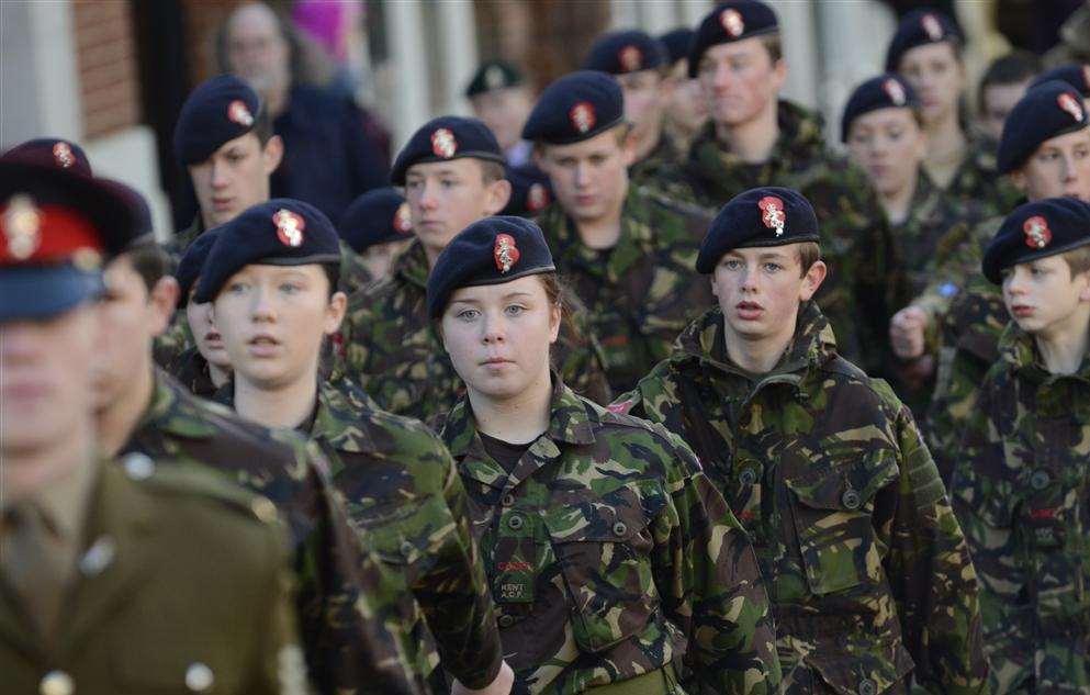 Army cadets march through Ashford. Picture: Gary Browne