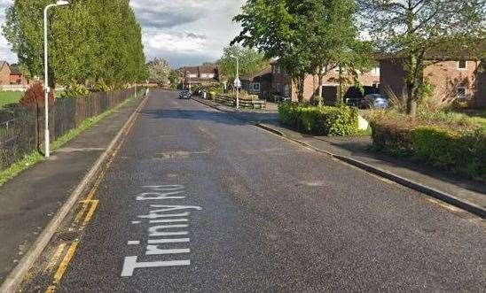 A van and officers were spotted in Trinity Road, Gravesend, this morning. Picture: Google Maps