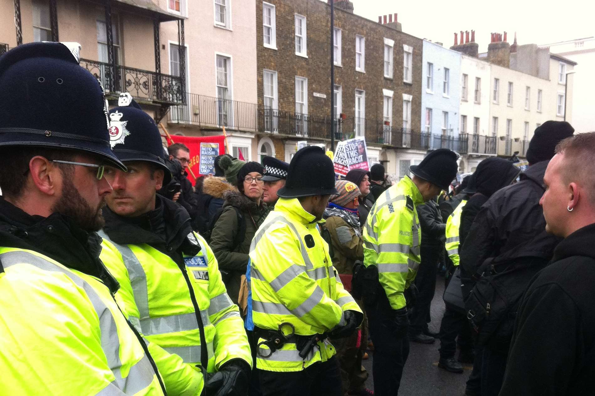 Police keep anti and pro Ukip protesters apart in Margate