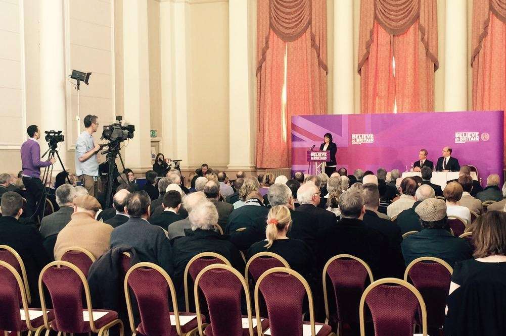 Ukip's health spokesman, Louise Bours speaking at the party's health policy launch. Picture from Twitter: @Nigel_Farage.