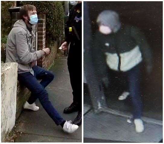 An image which shows Hoskins’ arrest and CCTV of the robbery. Picture: Kent Police