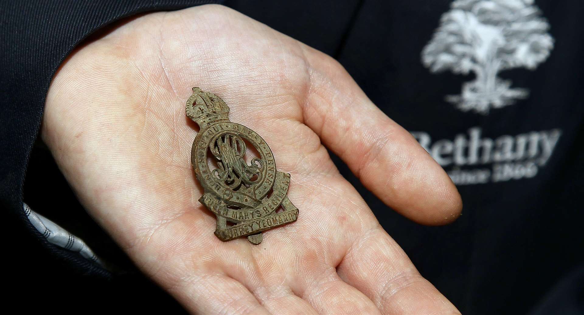 Mystery surrounds how the cap badge ended up in Bethany School's grounds. Picture: Sean Aidan (6927208)